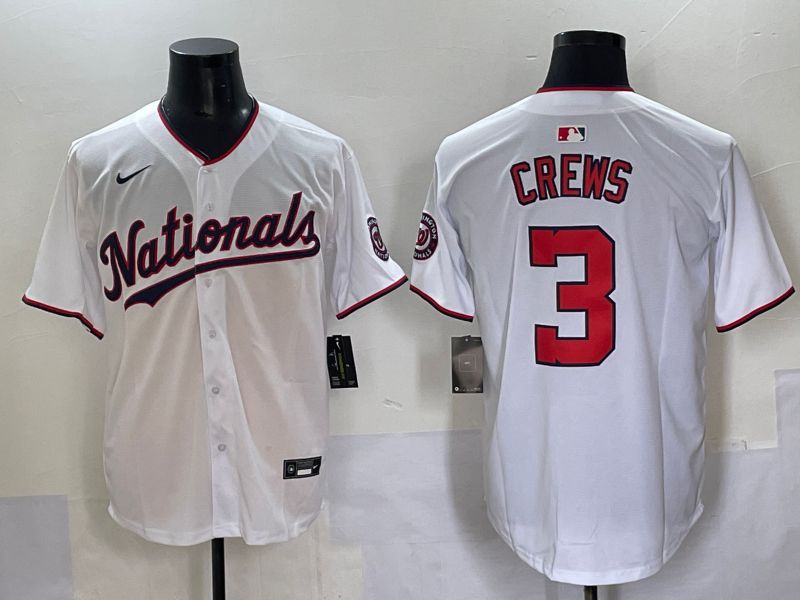 Men 2025 Washington Nationals #3 Crews White Game Nike MLB Jersey style 1